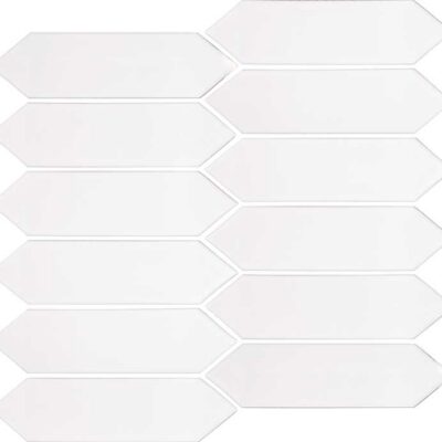 Elements White 1.5x6 Picket Gloss Mosaic