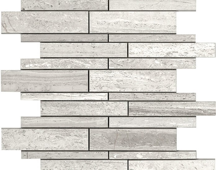 Bianco Wood Linear Mosaic by Kate-Lo Tile and Stone. 