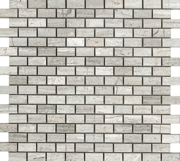 Bianco Wood Brick Mosasic by Kate-Lo Tile and Stone. 