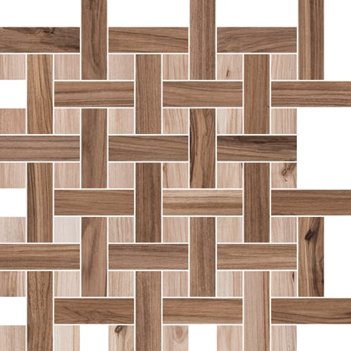 Color Body Porcelain Wood Plank Tile Koru Apricot Nut Basketweave | Mirage Olympia Tile & Stone