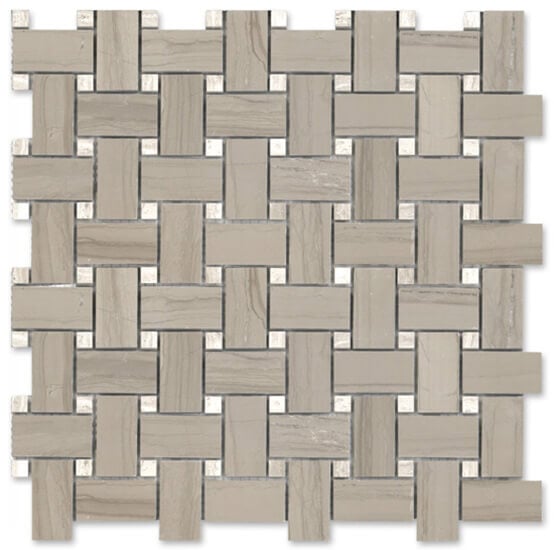 Athens Gris Polished Marble Basketweave Mosaic by Kate-Lo Tile and Stone. 