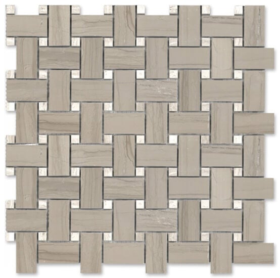 Athens Gris Polished Marble Basketweave Mosaic by Kate-Lo Tile and Stone.