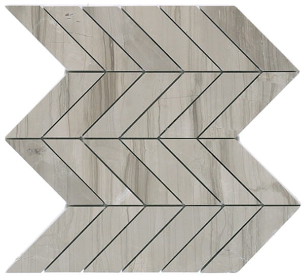 Anthens Gris Polished Chevron Mosaic by Kate-Lo Tile and Stone. 