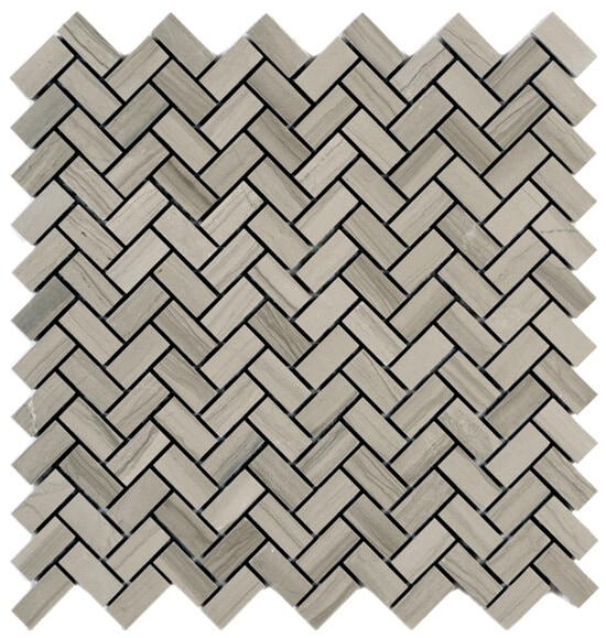 Athens Gris Polished Herringbone Mosaic by .