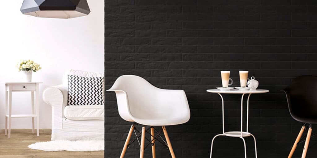 Bricco black subway shaped porcelain floor tile Olympia tile