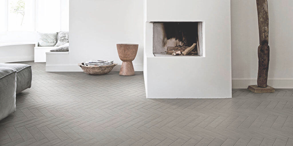 Bricco grey Glazed Porcelain herringbone floor Tile