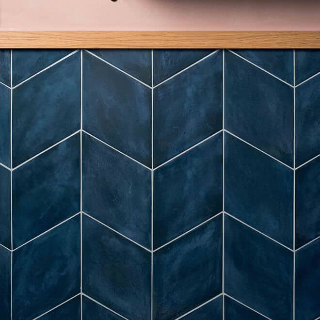 Ossidi Celeste Herringbone Blue wall tile marco corona