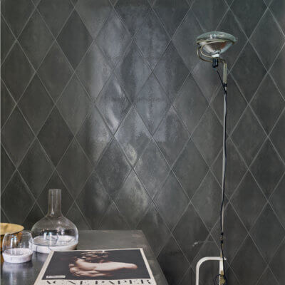 ossidi grigio glossy romboid ceramic tile marco corona