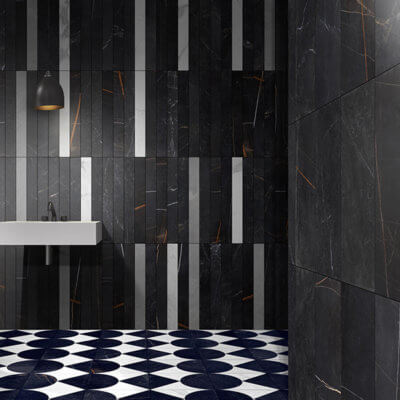 Byron Marquina Nero Color Base Porcelain Colli Tile