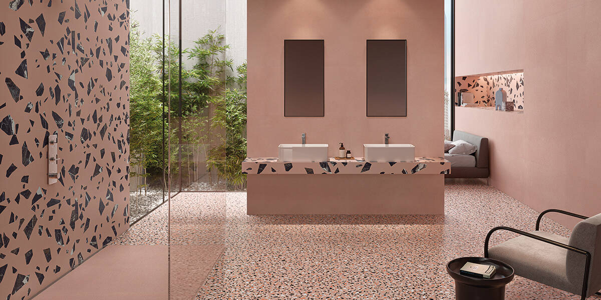 pink terrazzo stone tile