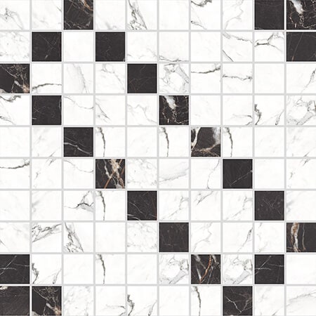 canova mosaic 2x2 porcelain black & white