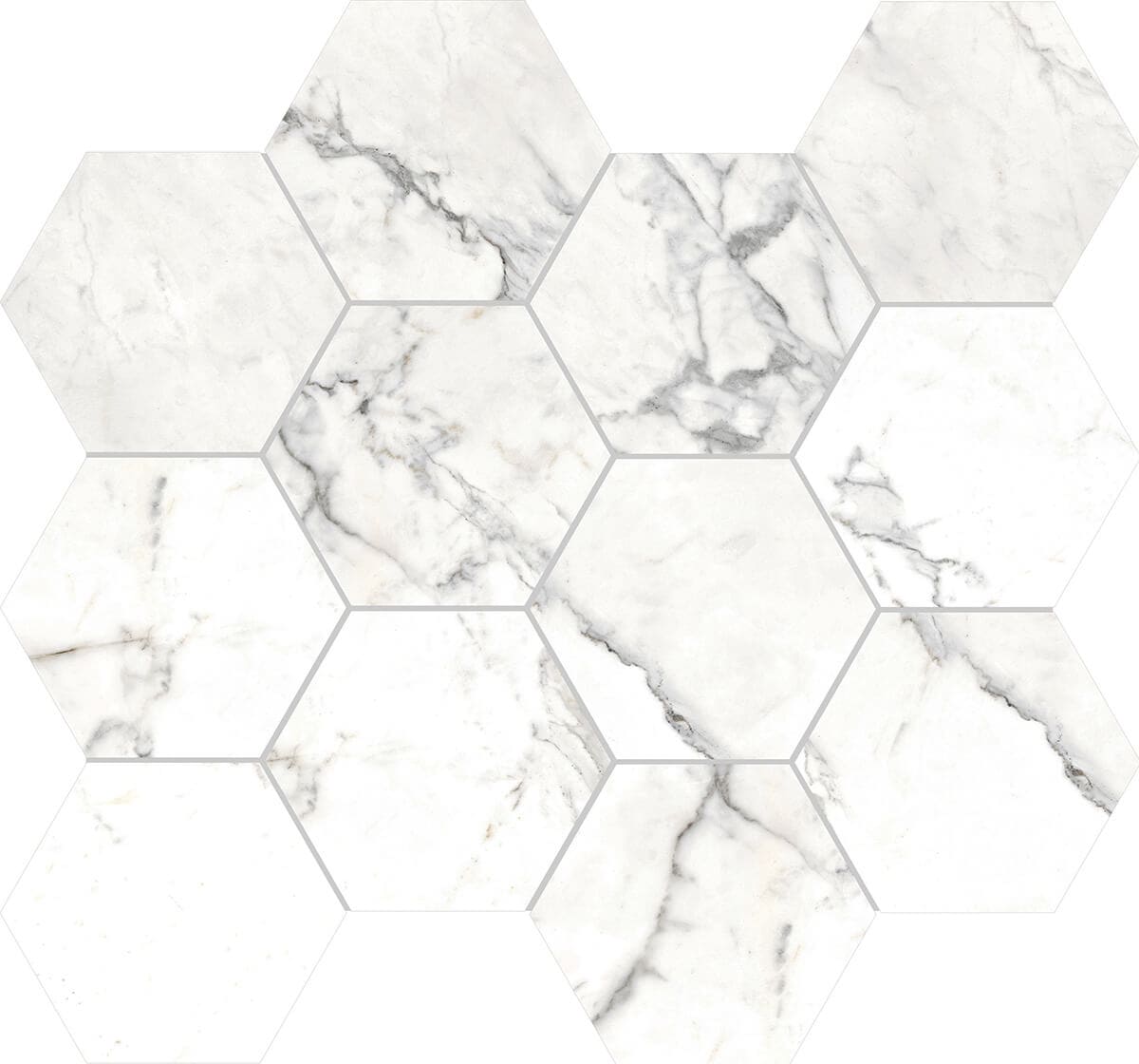 hex mosaic statuario