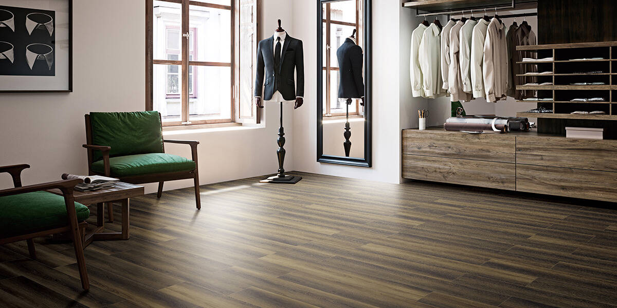 SPC vinyl wood plank flooring chimewood espresso | Kate-lo tile & stone