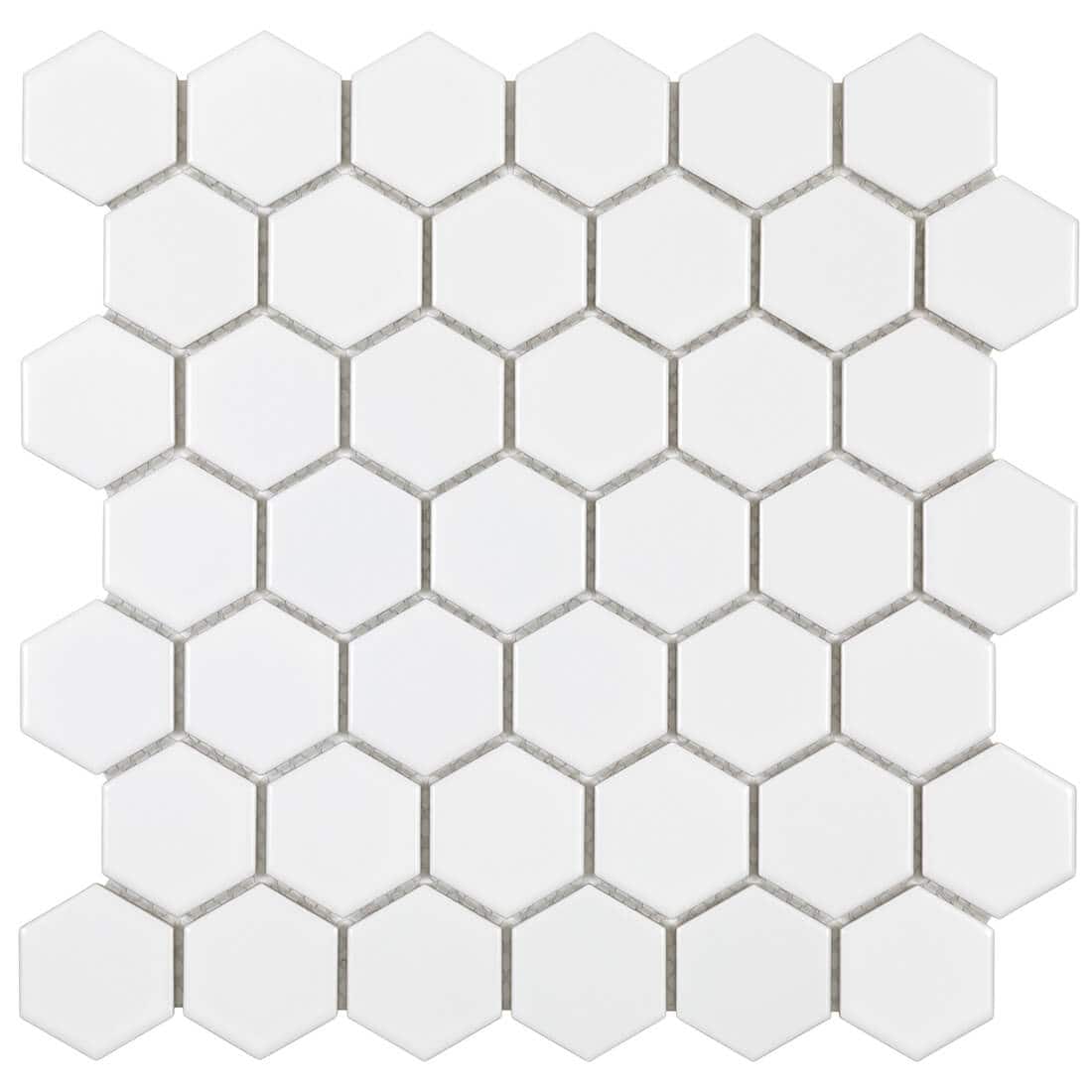 2" white hex mosaic porcelain tile