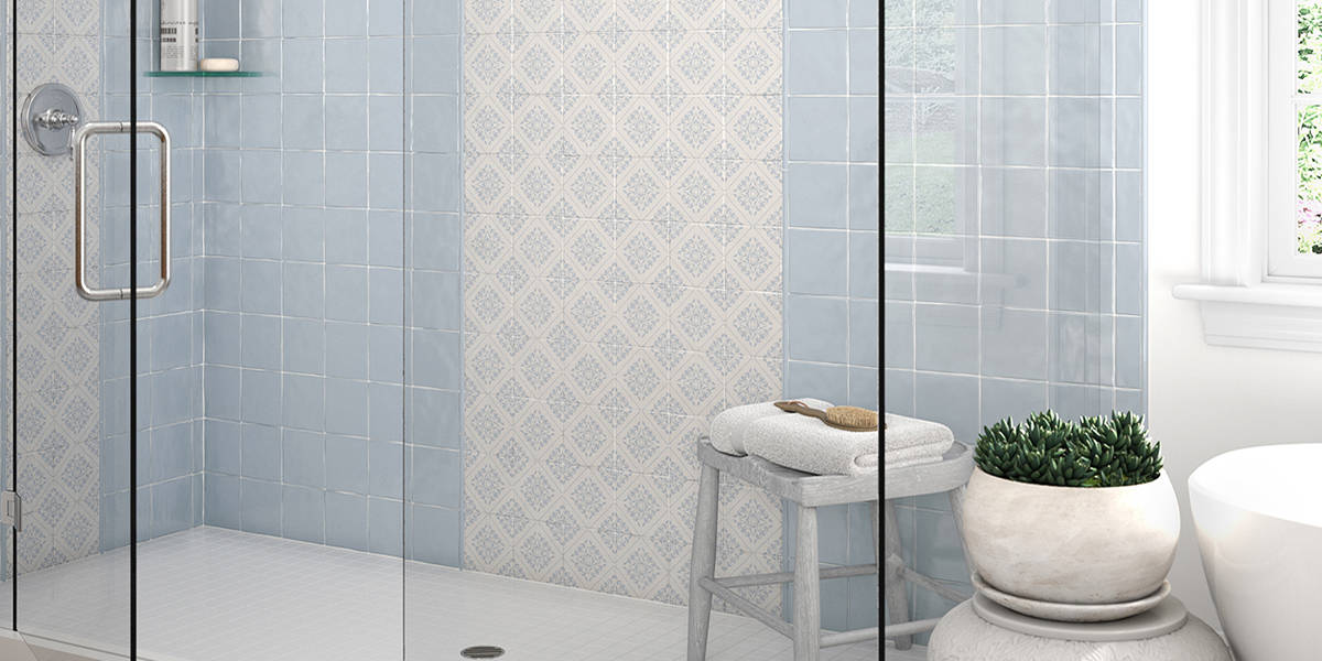 Handmade 5x5 Artistic Impressions Blue Bathroom Tile