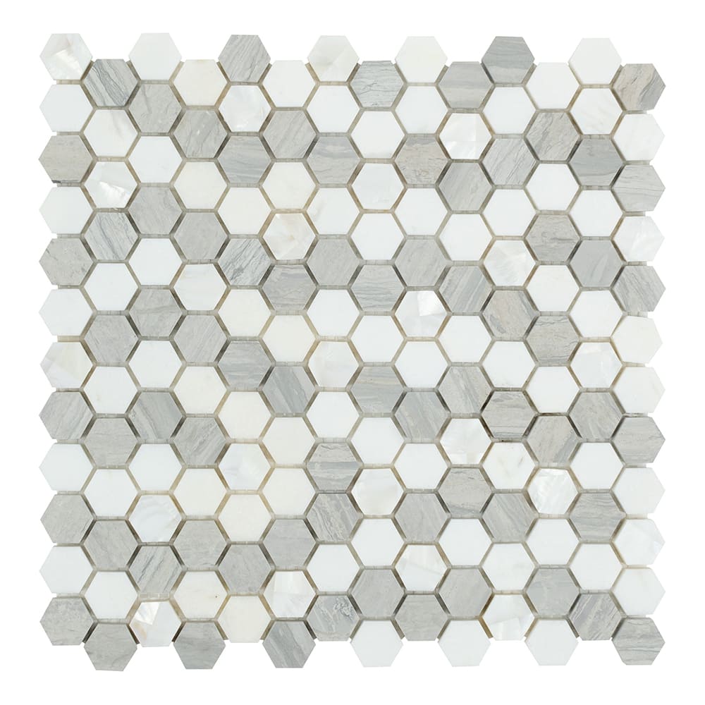 Dlux hexette pearl mix stone mosaic