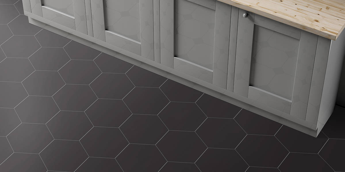apini glazed porcelain hex tile | kitchen floor