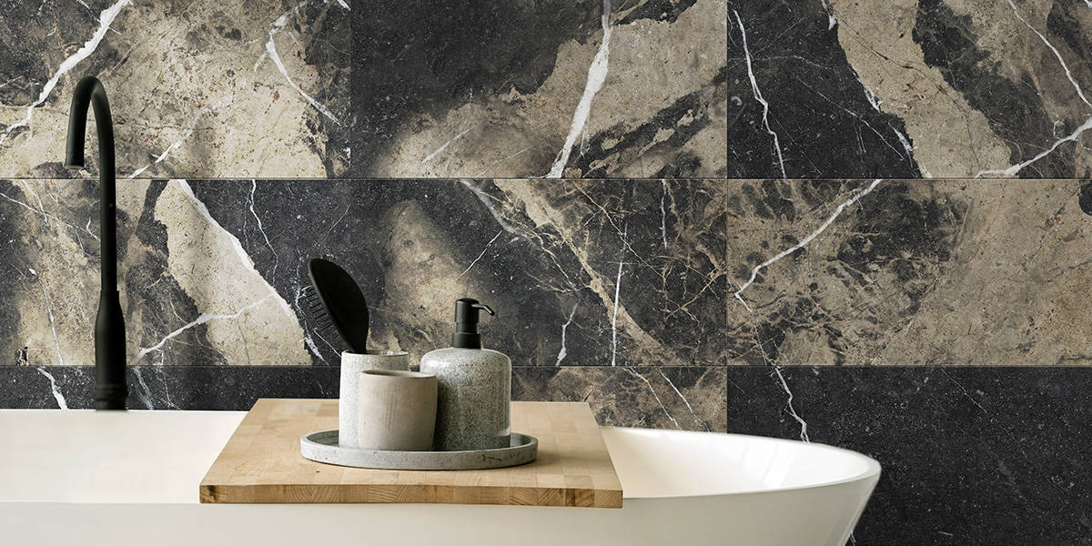 calacatta black marmi alpi marble look porcelain tile