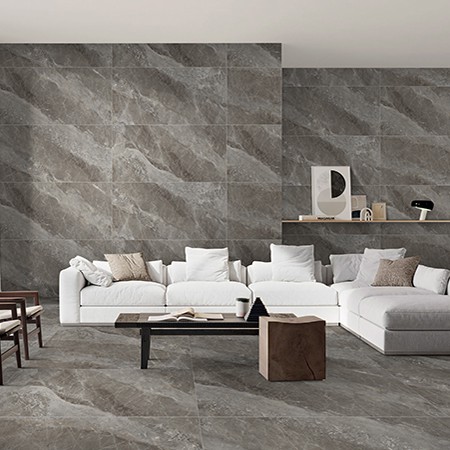 rowan gris 24x48 brushed marble look porcelain | olympia