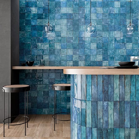 Clay Dry-Pressed Ceramic Wall Tile 2"x10" & 5"x5" | DNA Tiles Ocean