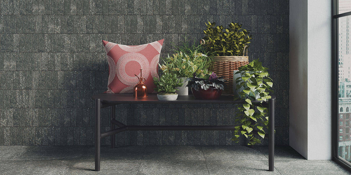 Stone Dust Porcelain 17.2" x 17.2" Oval SD OM Tile Collection | DNA Tiles Matte Nero