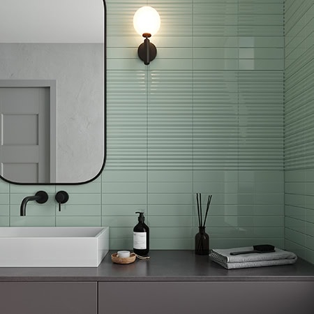 Match Curved Angled Field Ceramic 2.5" x 10" Tile Collection | DNA Tiles Sage