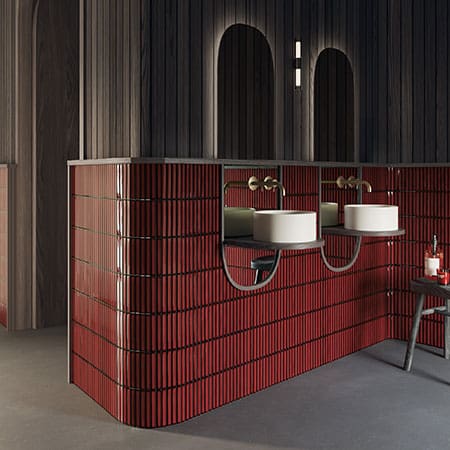 Osaka Bars Ceramic 5" x 10" Wall Tile Collection | DNA Tiles Gloss Red