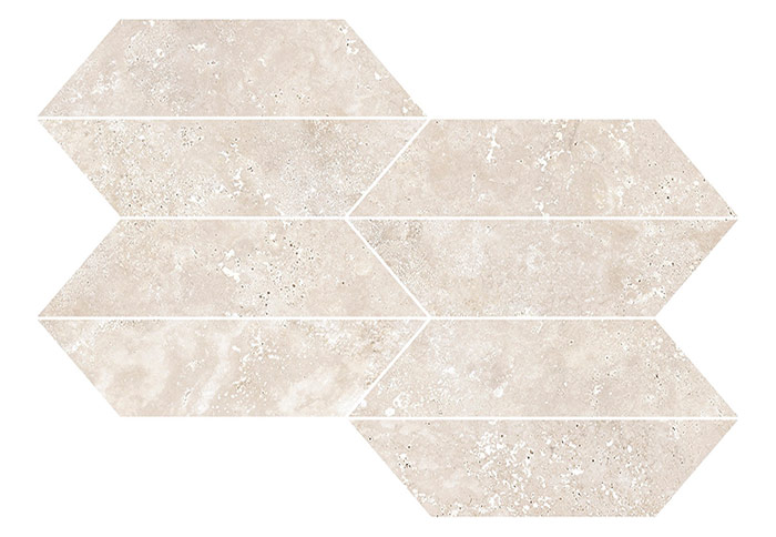 mosaic-Losanga-beige-cross-Travertino-Romano-Classic Travertine Porcelain Tile | Ergon