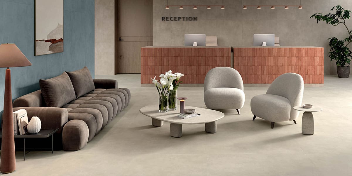 Dust Hand Troweled Concrete Look Porcelain Tile Acquario & Fossile