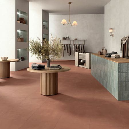 Dust Hand Trowelled Concrete Look Porcelain Tile Marsala & Calce 450x450