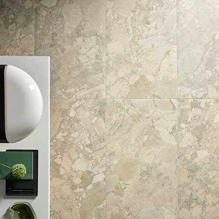 Venere porcelain flooring with soft neutral palette and natural depth inspired by Ceppo di Sicilia