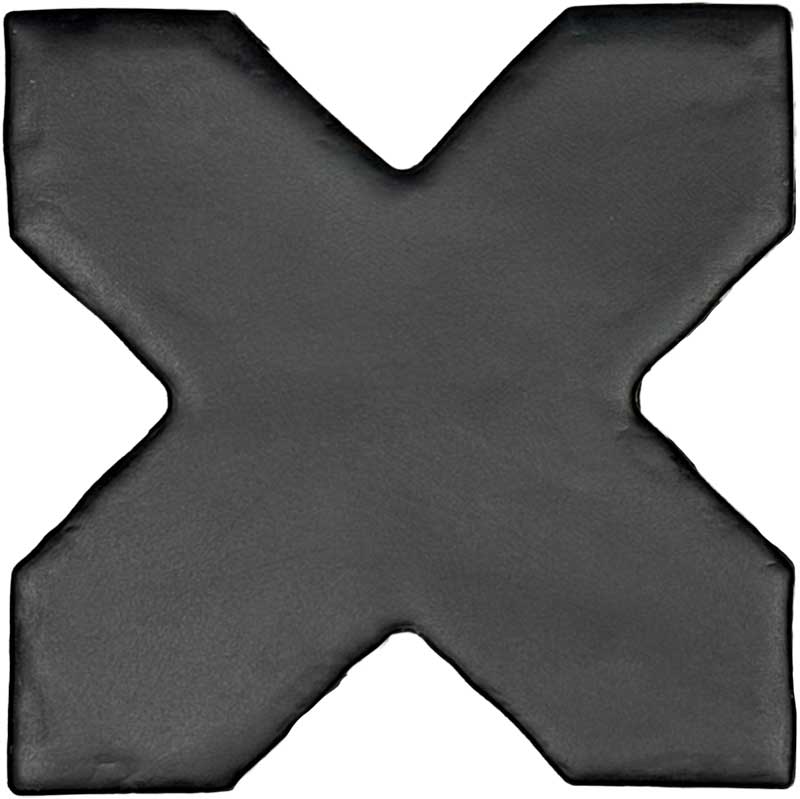 Star & Cross Black Cross matte porcelain tile featuring a handcrafted geometric cross shape.