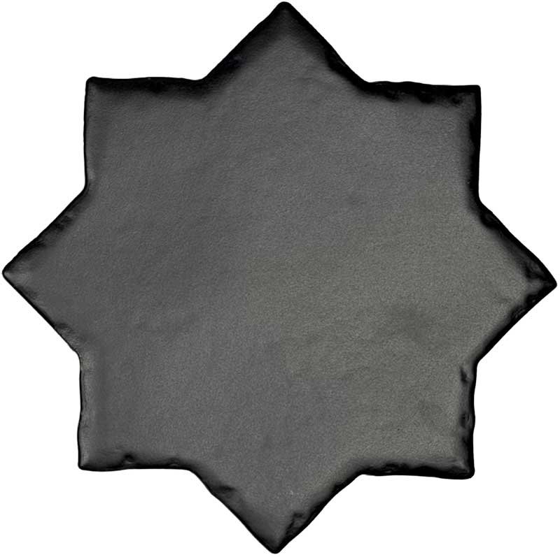 Star & Cross Black Star matte porcelain tile featuring a handcrafted geometric star shape.