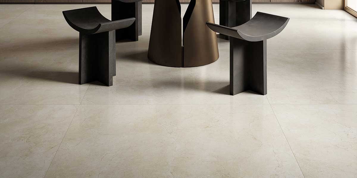 Doro & Malfi Malfi Cream marble-look porcelain floor tile with subtle warm veining