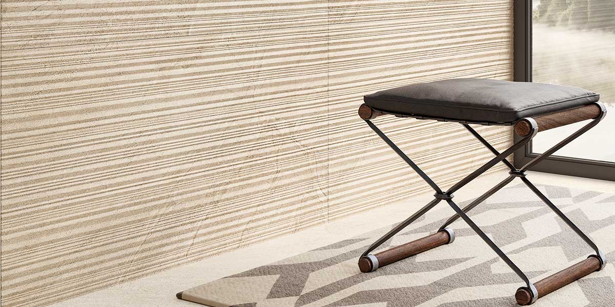Pietra Di Orosei Corda decorative porcelain wall tile with linear stone texture