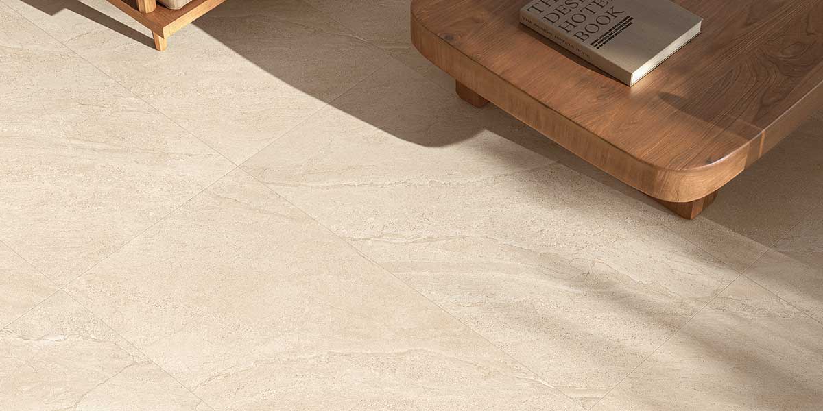Pietra Di Orosei Corda stone-look porcelain floor tile with warm natural veining